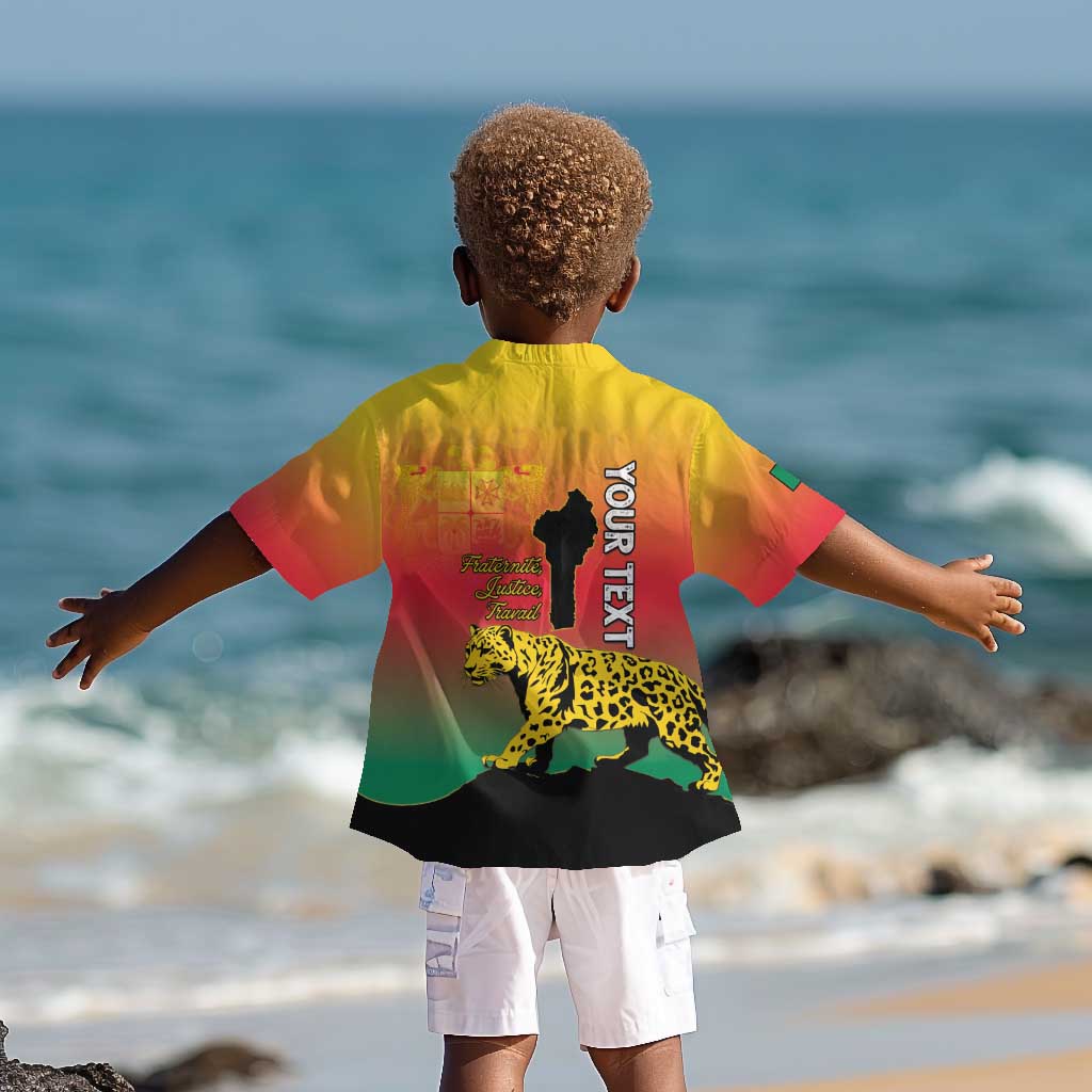 Personalized Benin National Day Kid Hawaiian Shirt Leopard With Coat Of Arms - African Pride