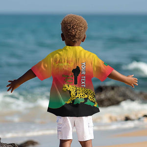 Personalized Benin National Day Kid Hawaiian Shirt Leopard With Coat Of Arms - African Pride