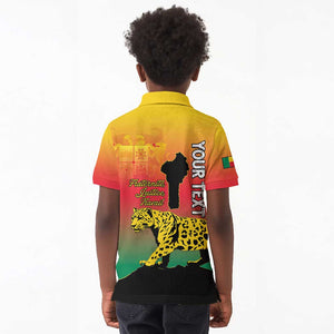 Personalized Benin National Day Kid Polo Shirt Leopard With Coat Of Arms - African Pride