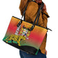 Benin National Day Leather Tote Bag Leopard With Coat Of Arms - African Pride