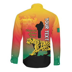 Personalized Benin National Day Long Sleeve Button Shirt Leopard With Coat Of Arms - African Pride