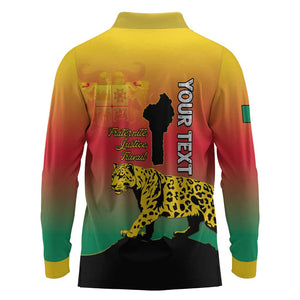 Personalized Benin National Day Long Sleeve Polo Shirt Leopard With Coat Of Arms - African Pride