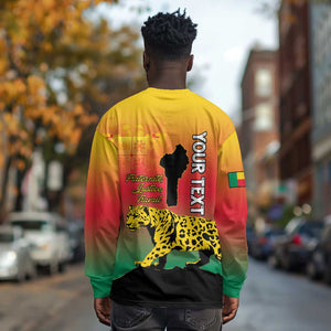 Personalized Benin National Day Long Sleeve Shirt Leopard With Coat Of Arms - African Pride