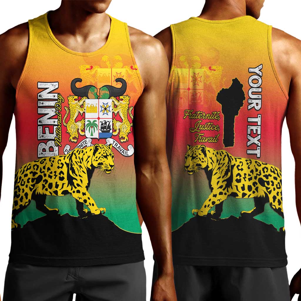 Personalized Benin National Day Men Tank Top Leopard With Coat Of Arms - African Pride