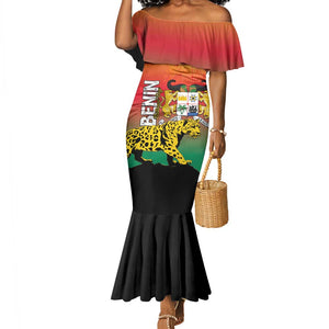 Personalized Benin National Day Mermaid Dress Leopard With Coat Of Arms - African Pride