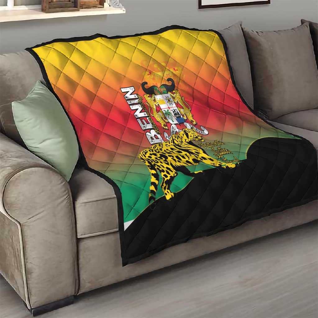Benin National Day Quilt Leopard With Coat Of Arms - African Pride