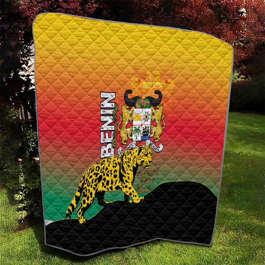Benin National Day Quilt Leopard With Coat Of Arms - African Pride