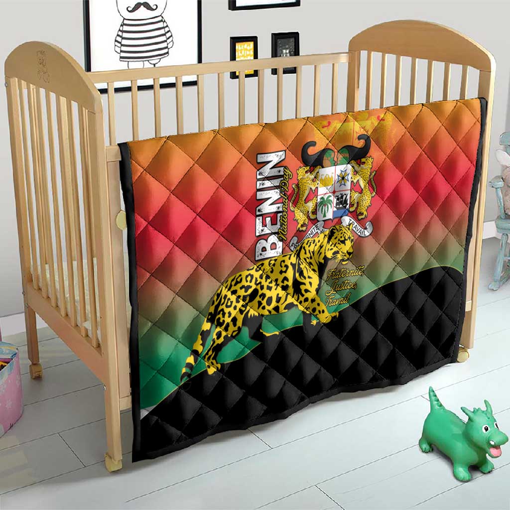 Benin National Day Quilt Leopard With Coat Of Arms - African Pride