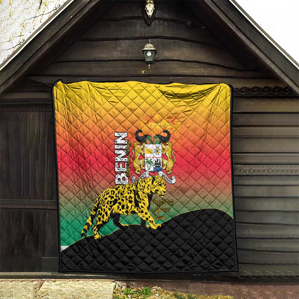 Benin National Day Quilt Leopard With Coat Of Arms - African Pride