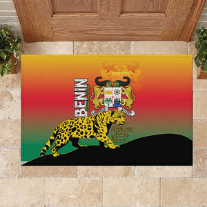 Benin National Day Rubber Doormat Leopard With Coat Of Arms - African Pride