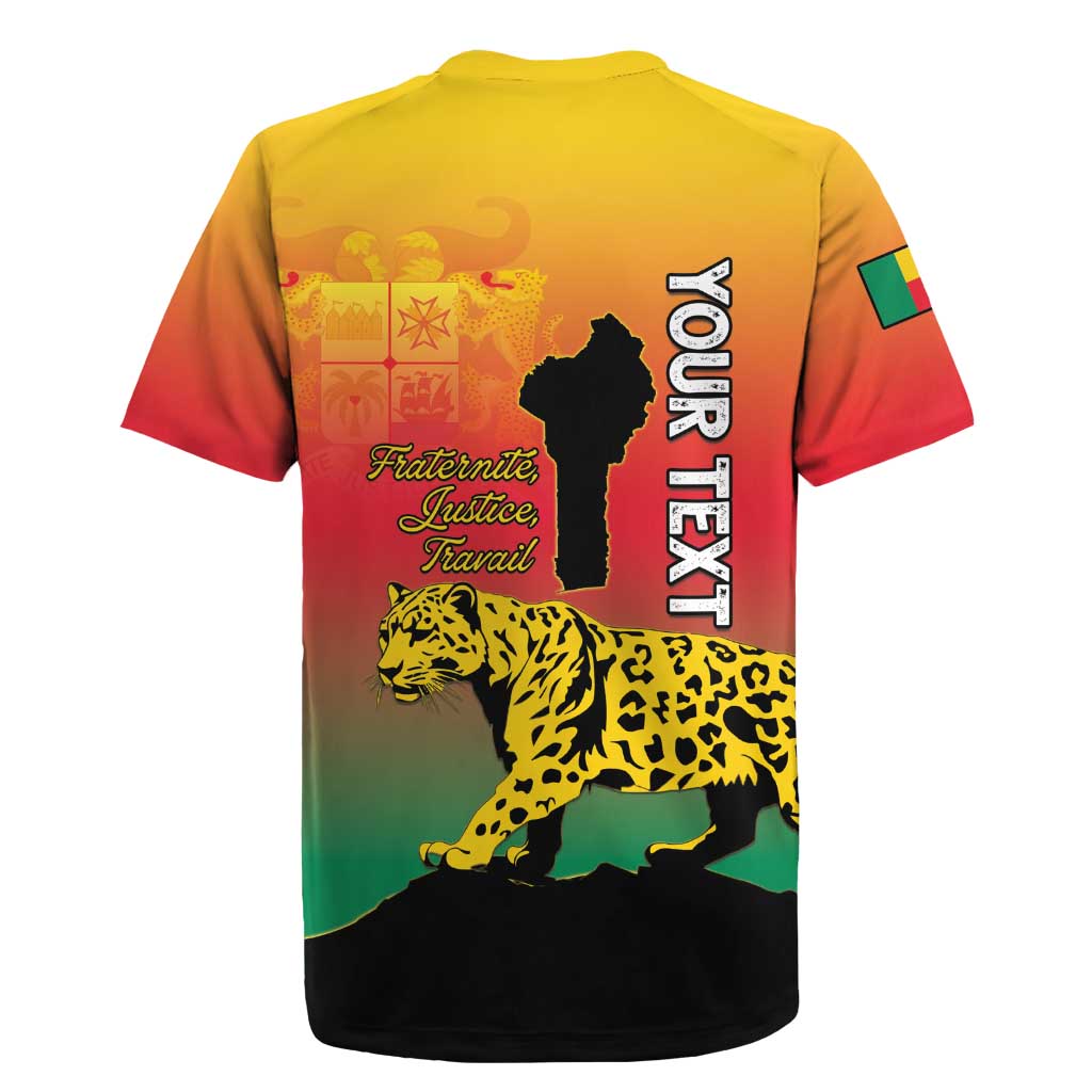 Personalized Benin National Day Rugby Jersey Leopard With Coat Of Arms - African Pride