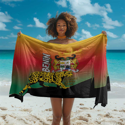 Benin National Day Sarong Leopard With Coat Of Arms - African Pride