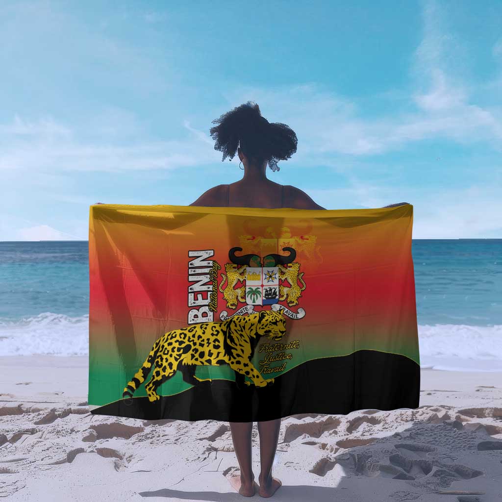 Benin National Day Sarong Leopard With Coat Of Arms - African Pride