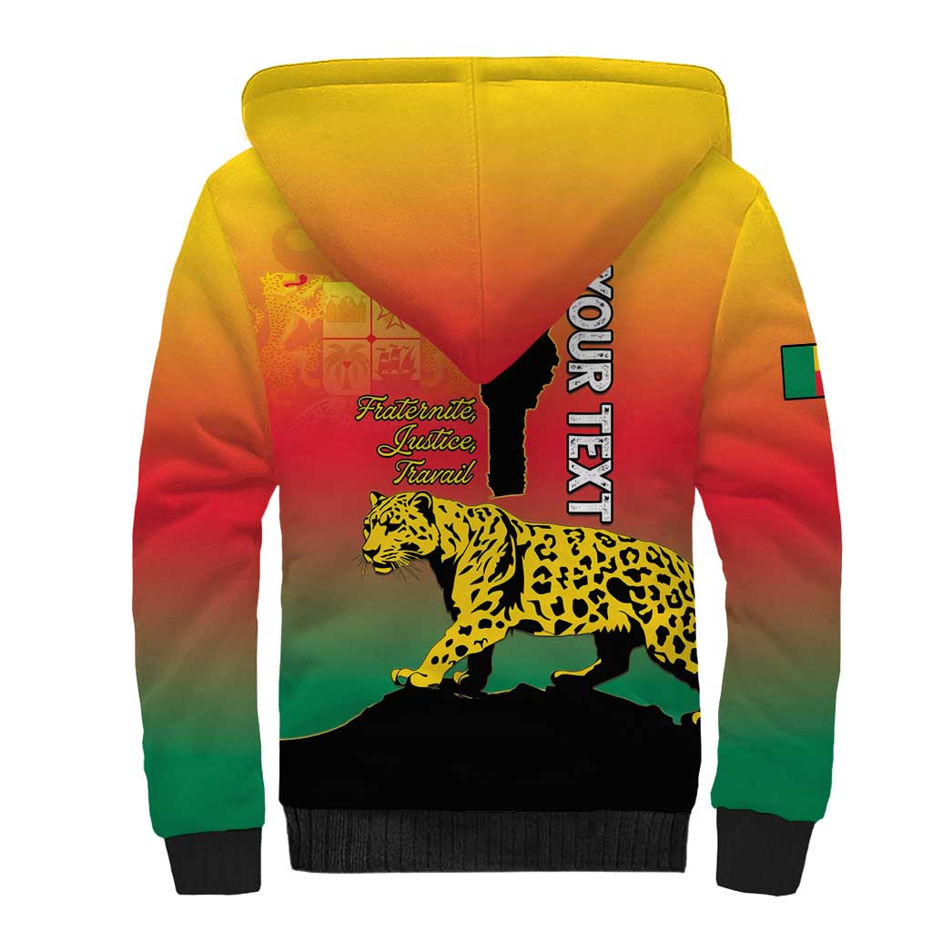 Personalized Benin National Day Sherpa Hoodie Leopard With Coat Of Arms - African Pride