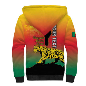 Personalized Benin National Day Sherpa Hoodie Leopard With Coat Of Arms - African Pride
