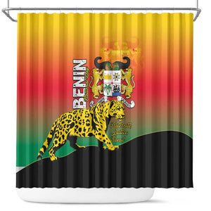Benin National Day Shower Curtain Leopard With Coat Of Arms - African Pride