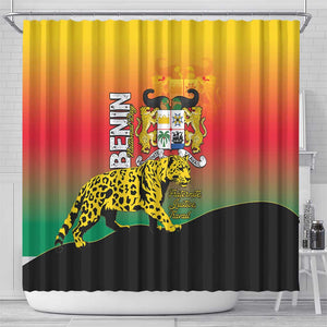 Benin National Day Shower Curtain Leopard With Coat Of Arms - African Pride