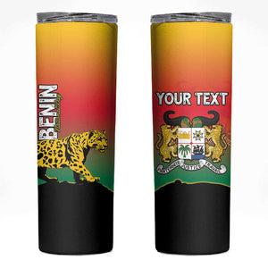 Personalized Benin National Day Skinny Tumbler Leopard With Coat Of Arms - African Pride