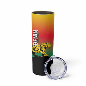 Personalized Benin National Day Skinny Tumbler Leopard With Coat Of Arms - African Pride