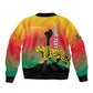 Personalized Benin National Day Sleeve Zip Bomber Jacket Leopard With Coat Of Arms - African Pride