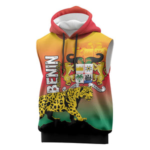 Personalized Benin National Day Sleeveless Hoodie Leopard With Coat Of Arms - African Pride