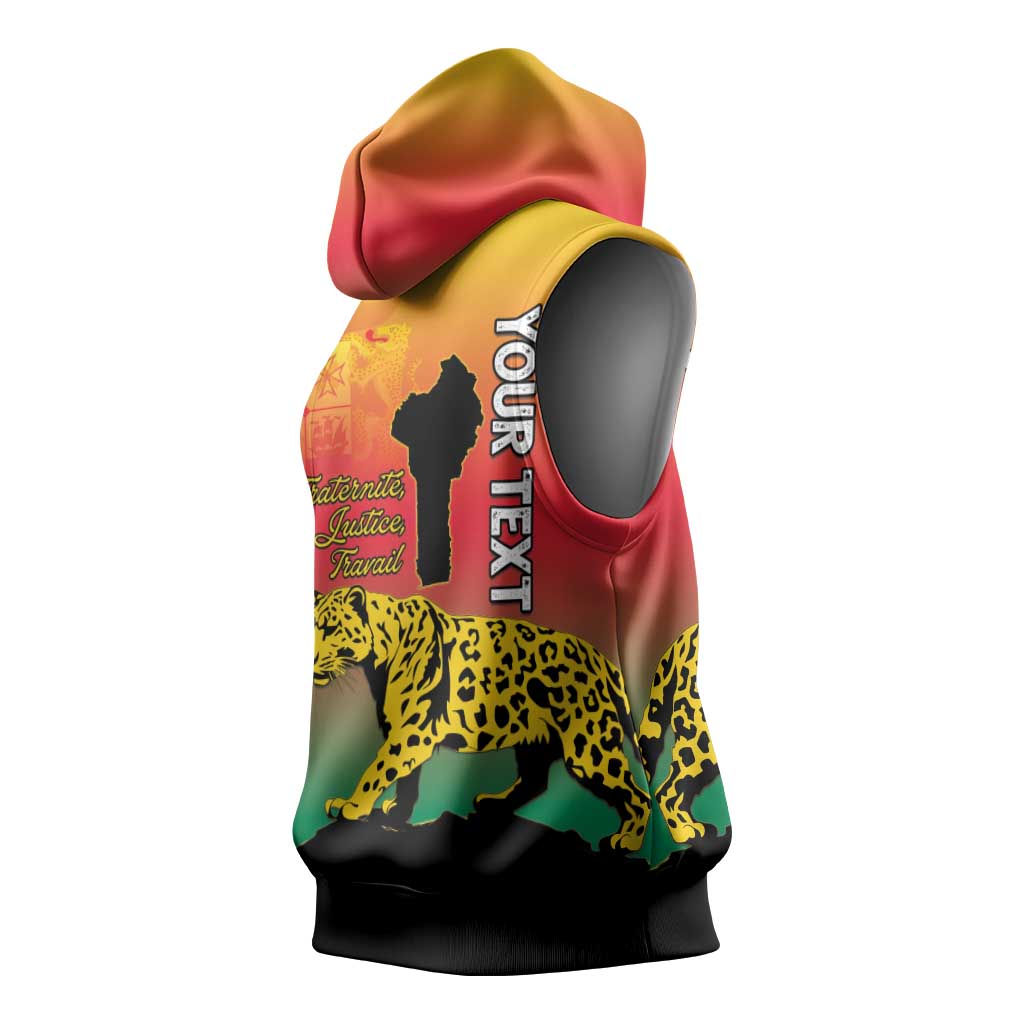 Personalized Benin National Day Sleeveless Hoodie Leopard With Coat Of Arms - African Pride