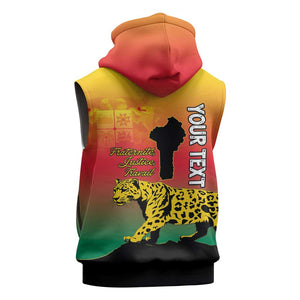 Personalized Benin National Day Sleeveless Zip Hoodie Leopard With Coat Of Arms - African Pride