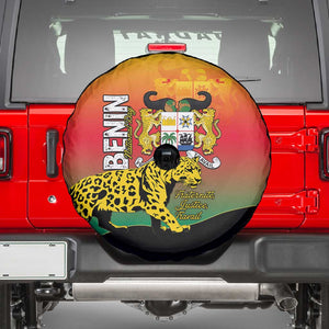 Benin National Day Spare Tire Cover Leopard With Coat Of Arms - African Pride