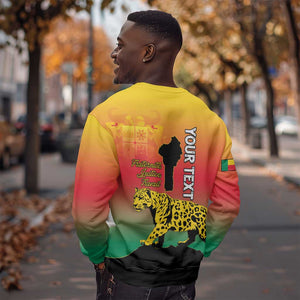 Personalized Benin National Day Sweatshirt Leopard With Coat Of Arms - African Pride
