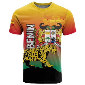 Personalized Benin National Day T shirt Leopard With Coat Of Arms - African Pride