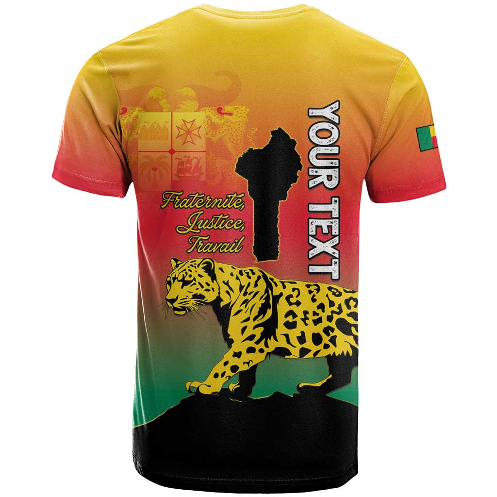 Personalized Benin National Day T shirt Leopard With Coat Of Arms - African Pride