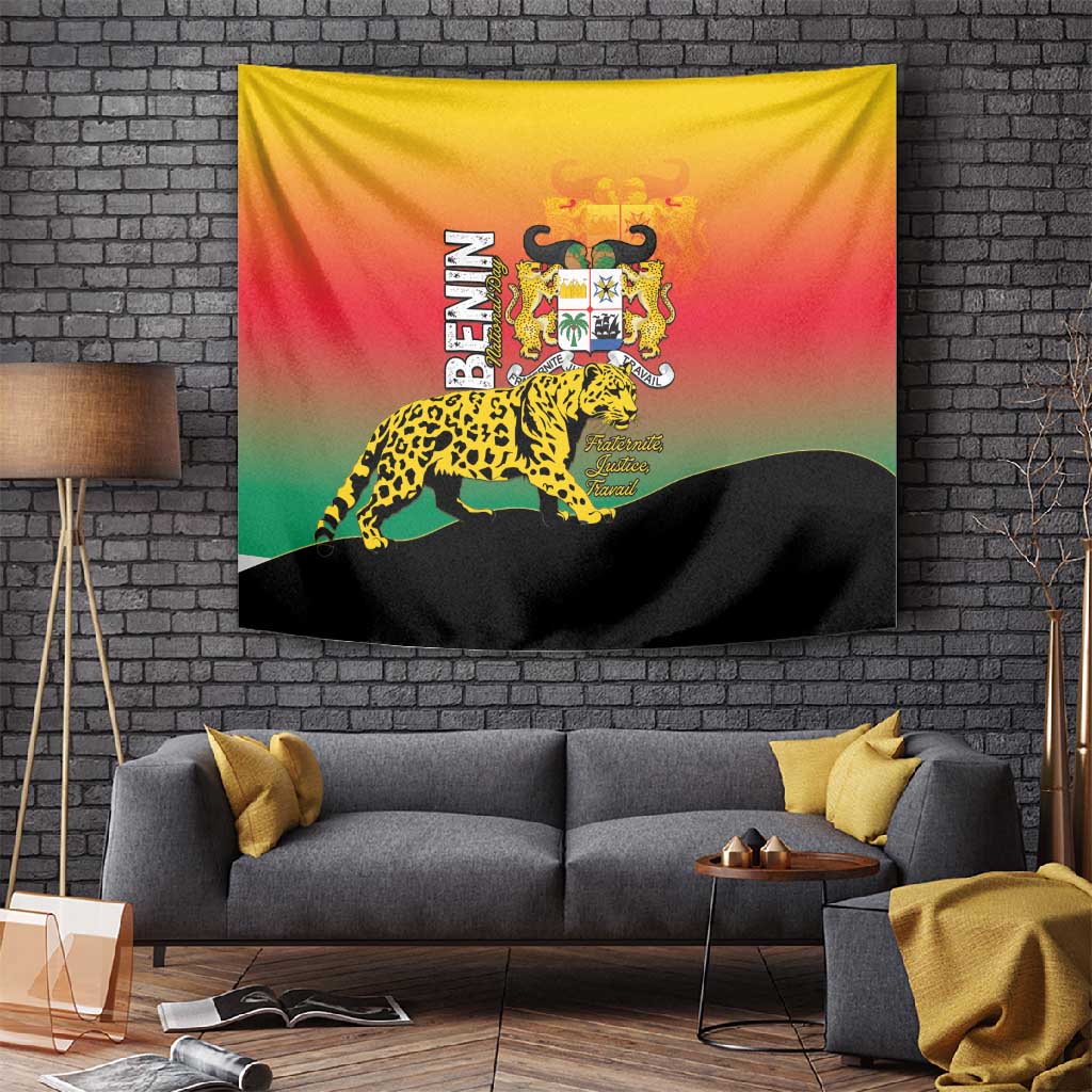 Benin National Day Tapestry Leopard With Coat Of Arms - African Pride