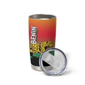 Personalized Benin National Day Tumbler Cup Leopard With Coat Of Arms - African Pride