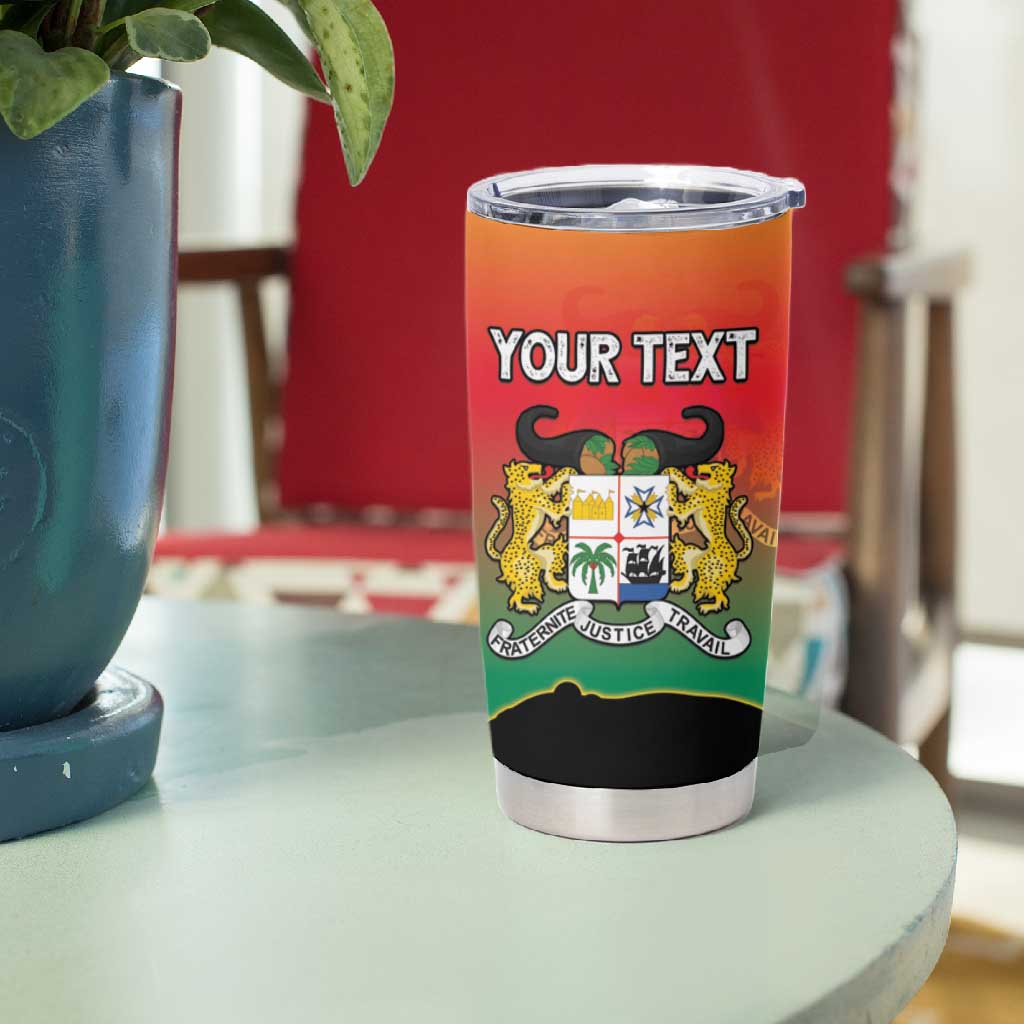 Personalized Benin National Day Tumbler Cup Leopard With Coat Of Arms - African Pride