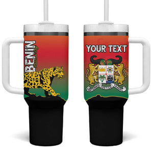Personalized Benin National Day Tumbler With Handle Leopard With Coat Of Arms - African Pride