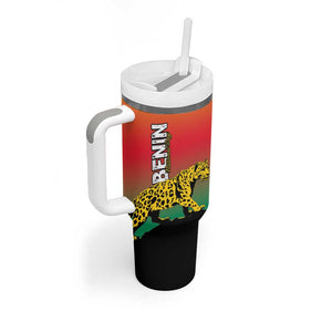 Personalized Benin National Day Tumbler With Handle Leopard With Coat Of Arms - African Pride