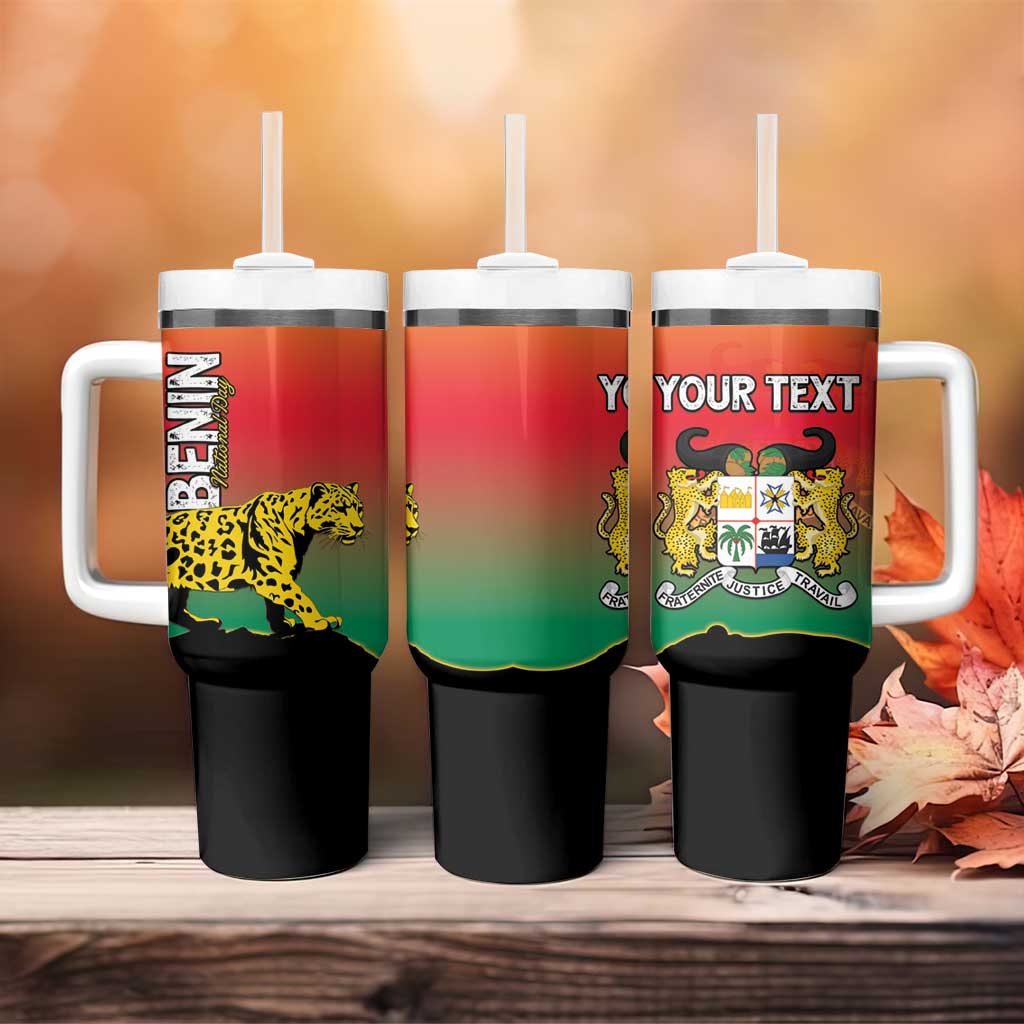 Personalized Benin National Day Tumbler With Handle Leopard With Coat Of Arms - African Pride