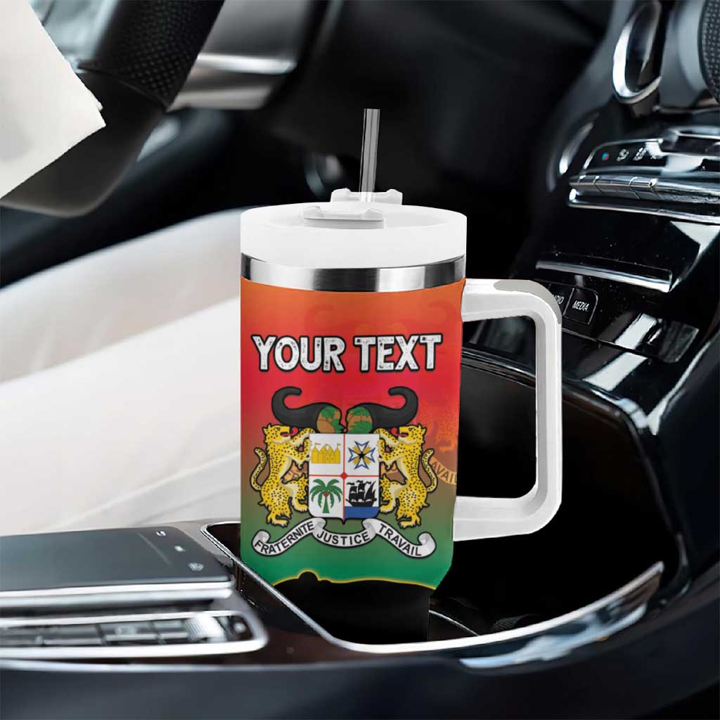 Personalized Benin National Day Tumbler With Handle Leopard With Coat Of Arms - African Pride
