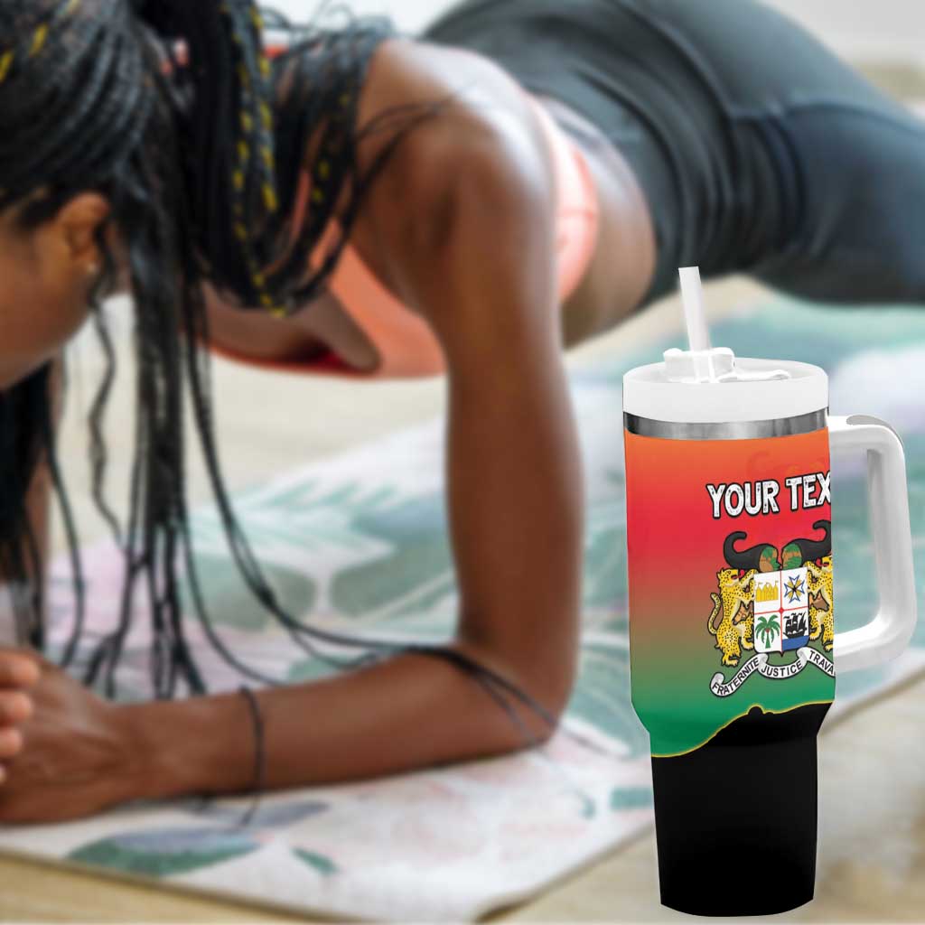 Personalized Benin National Day Tumbler With Handle Leopard With Coat Of Arms - African Pride