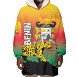 Personalized Benin National Day Wearable Blanket Hoodie Leopard With Coat Of Arms - African Pride
