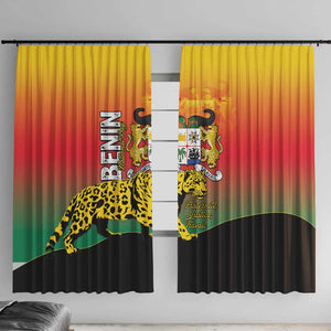 Benin National Day Window Curtain Leopard With Coat Of Arms - African Pride