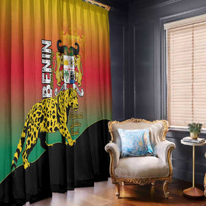 Benin National Day Window Curtain Leopard With Coat Of Arms - African Pride