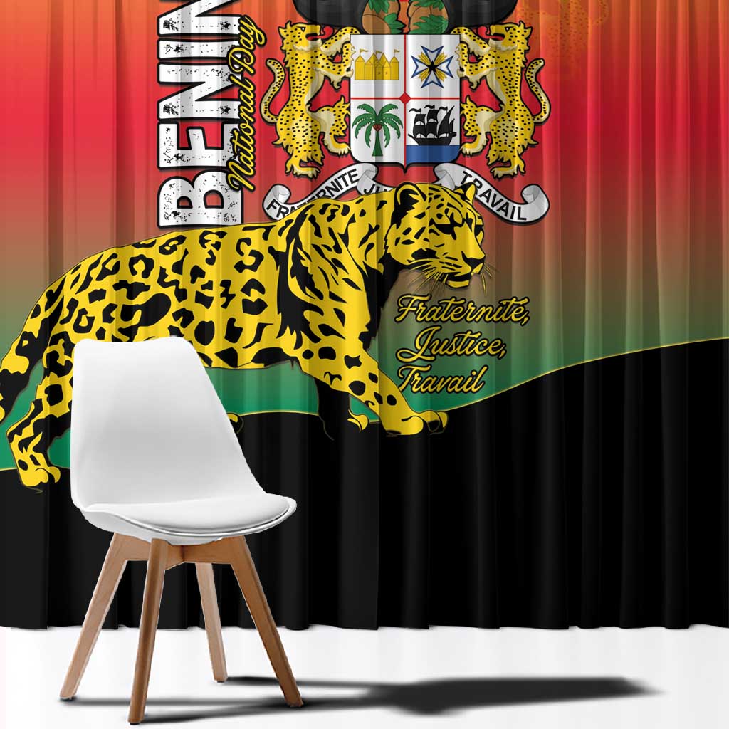 Benin National Day Window Curtain Leopard With Coat Of Arms - African Pride