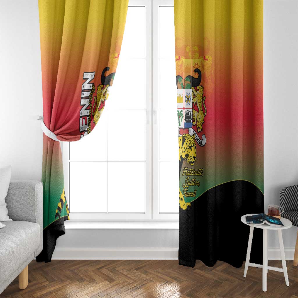 Benin National Day Window Curtain Leopard With Coat Of Arms - African Pride