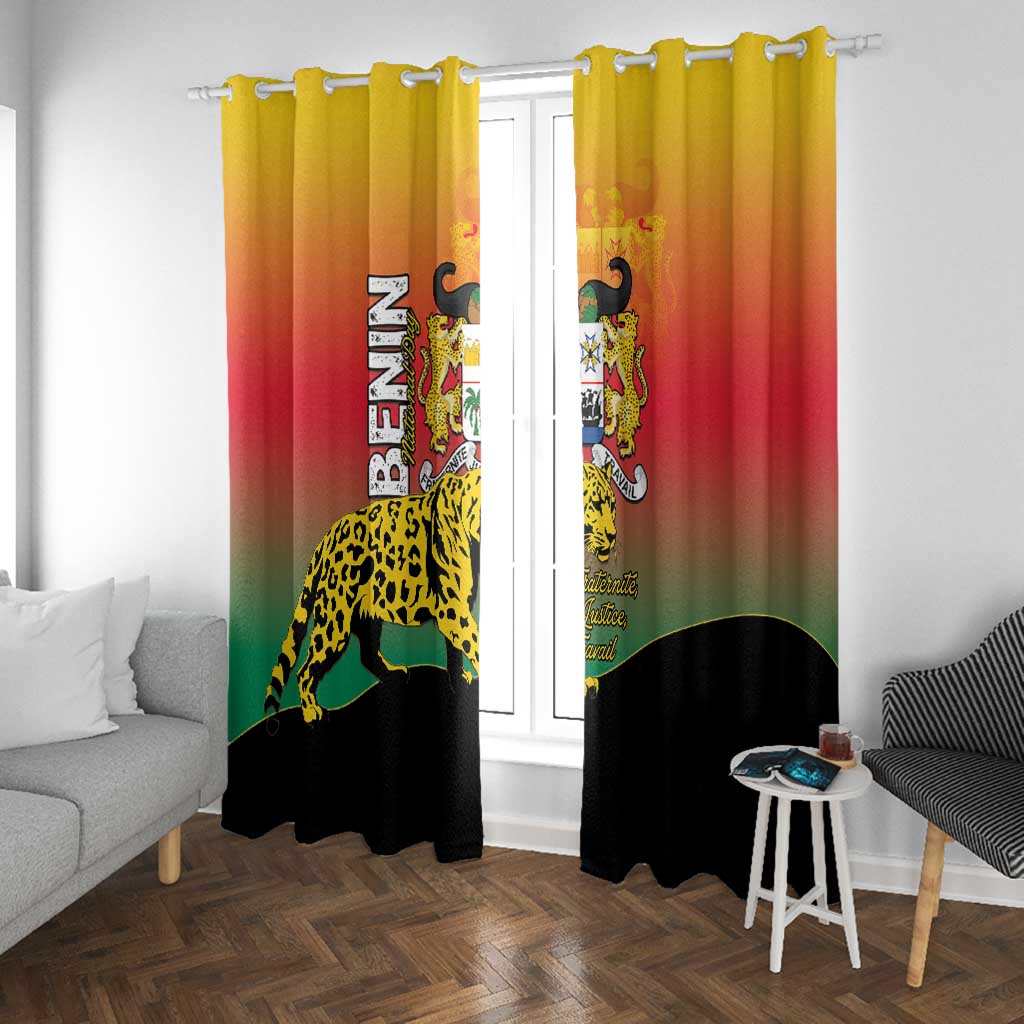 Benin National Day Window Curtain Leopard With Coat Of Arms - African Pride