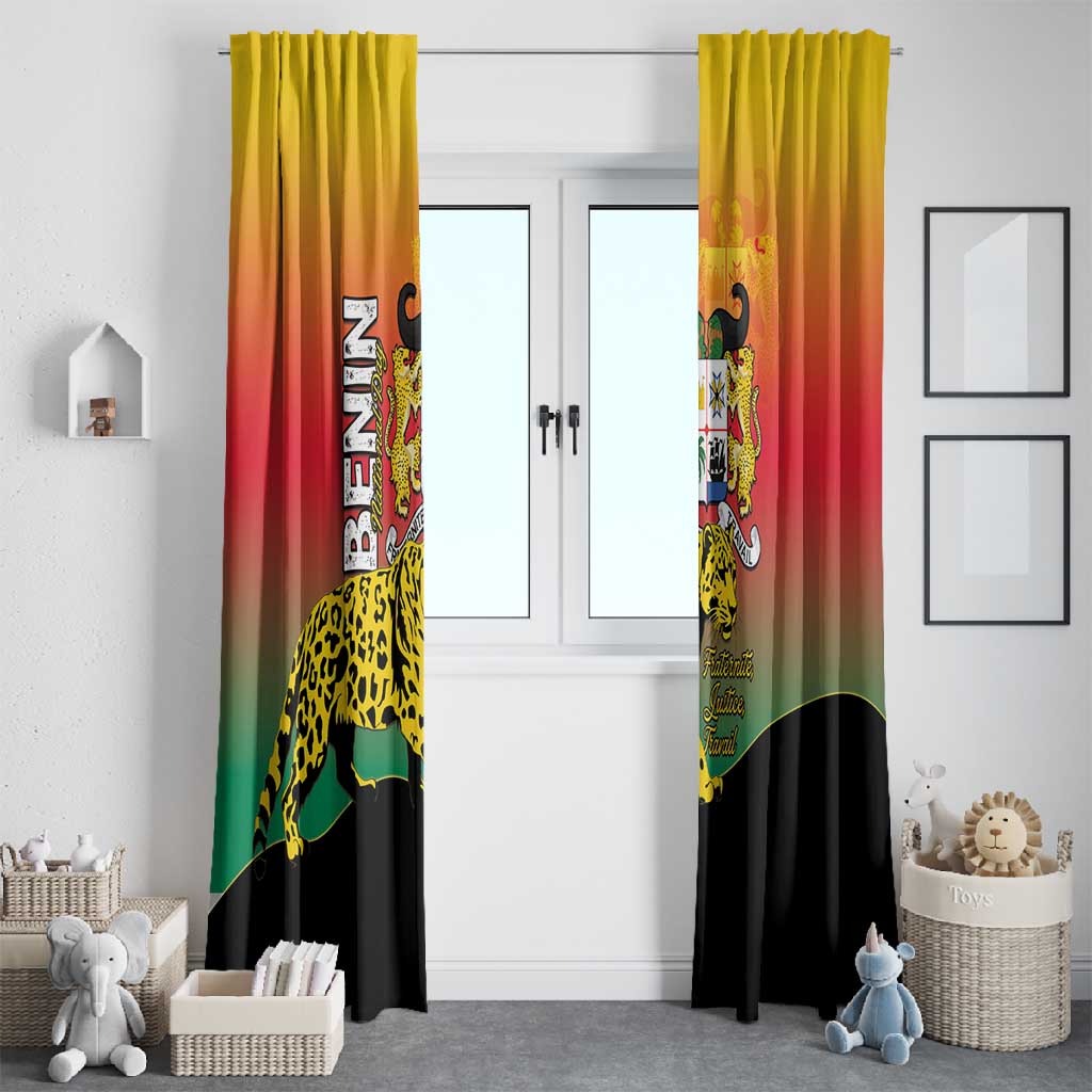 Benin National Day Window Curtain Leopard With Coat Of Arms - African Pride
