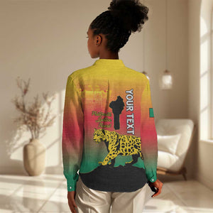 Personalized Benin National Day Women Casual Shirt Leopard With Coat Of Arms - African Pride