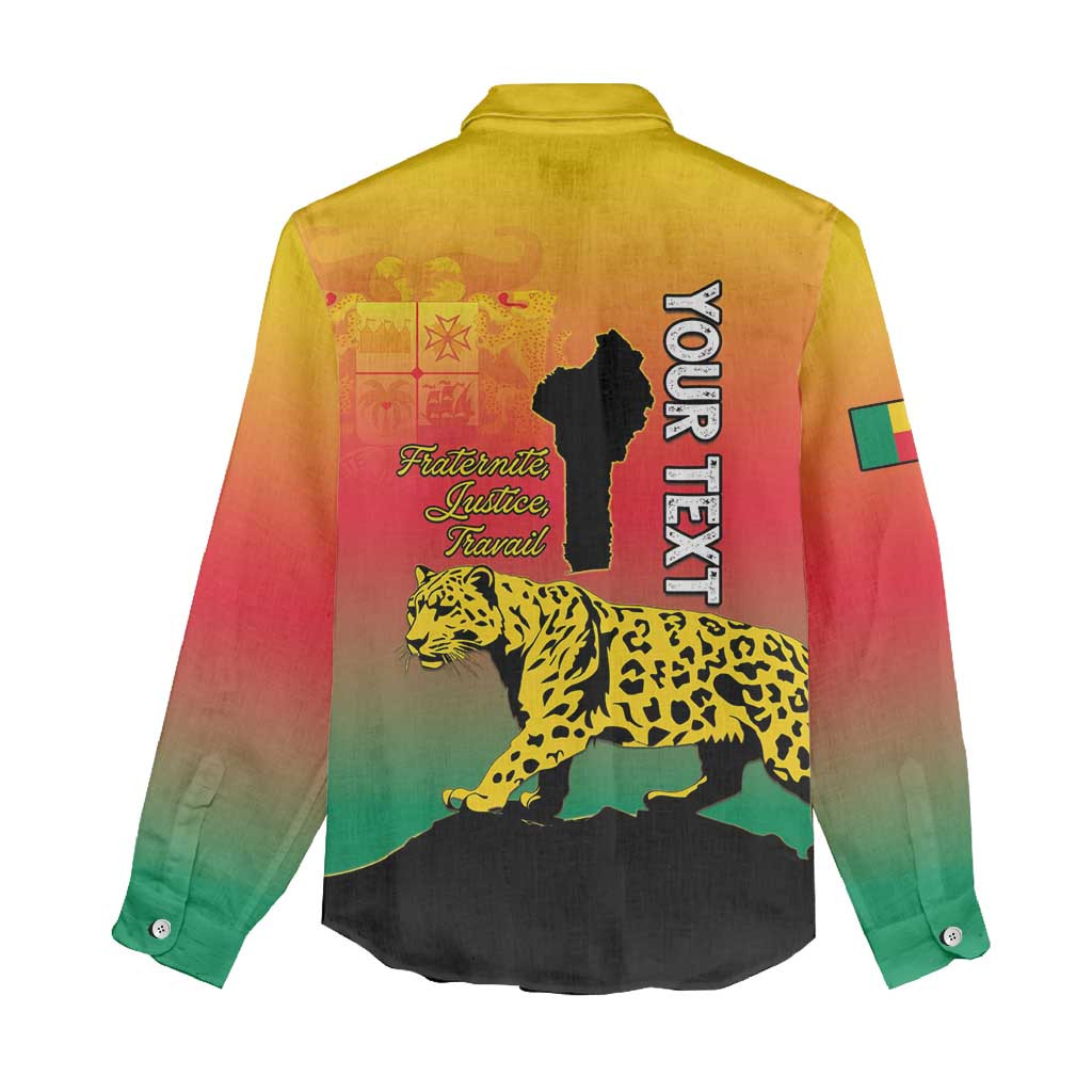 Personalized Benin National Day Women Casual Shirt Leopard With Coat Of Arms - African Pride