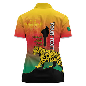 Personalized Benin National Day Women Polo Shirt Leopard With Coat Of Arms - African Pride