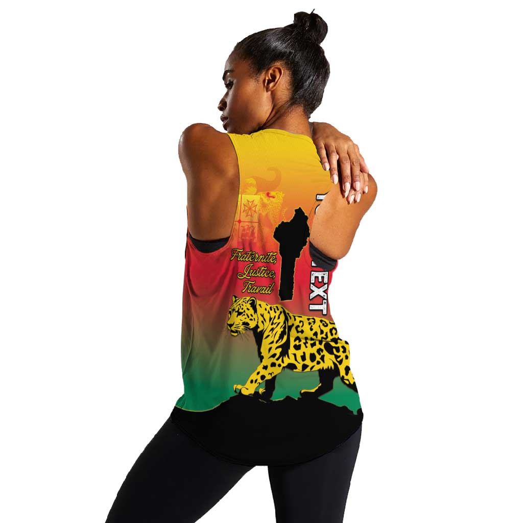 Personalized Benin National Day Women Racerback Tank Leopard With Coat Of Arms - African Pride